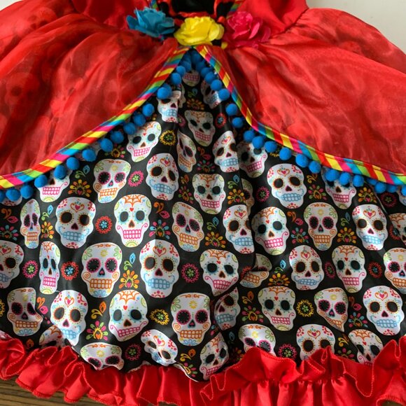 Halloween dress GIRLS PARTY CITY DAY OF THE DEAD SUGAR SKULL  COSTUME SIZE M - Picture 4 of 12